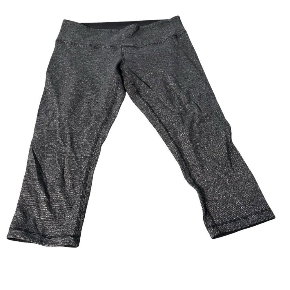 Lululemon Crop Tights Heathered Gray Womens Size 10 Activewear Capri Leggings